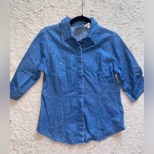 Vintage bill blass denim gemstone top